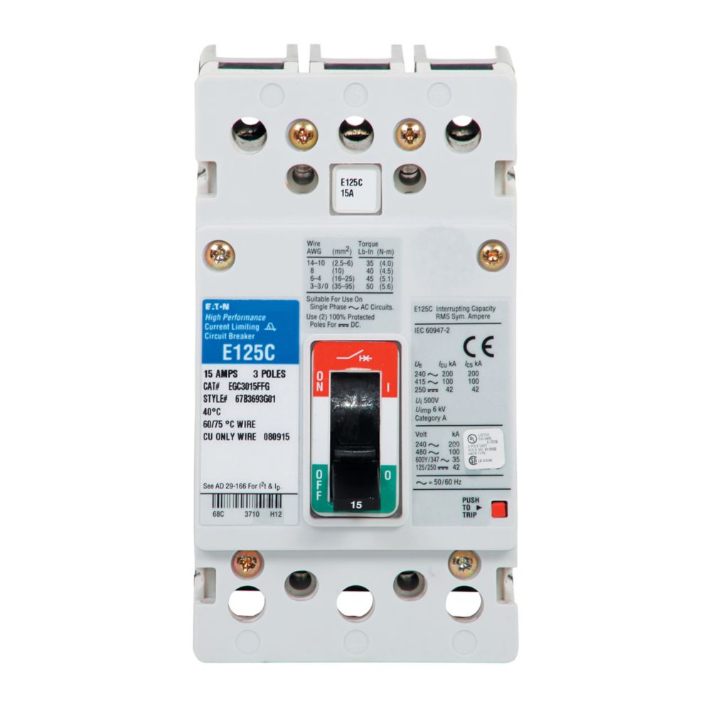 EGB3060FFG - Eaton Cutler-Hammer - 60 Amp 3 Pole 480 Volt Molded Case Circuit Breakers