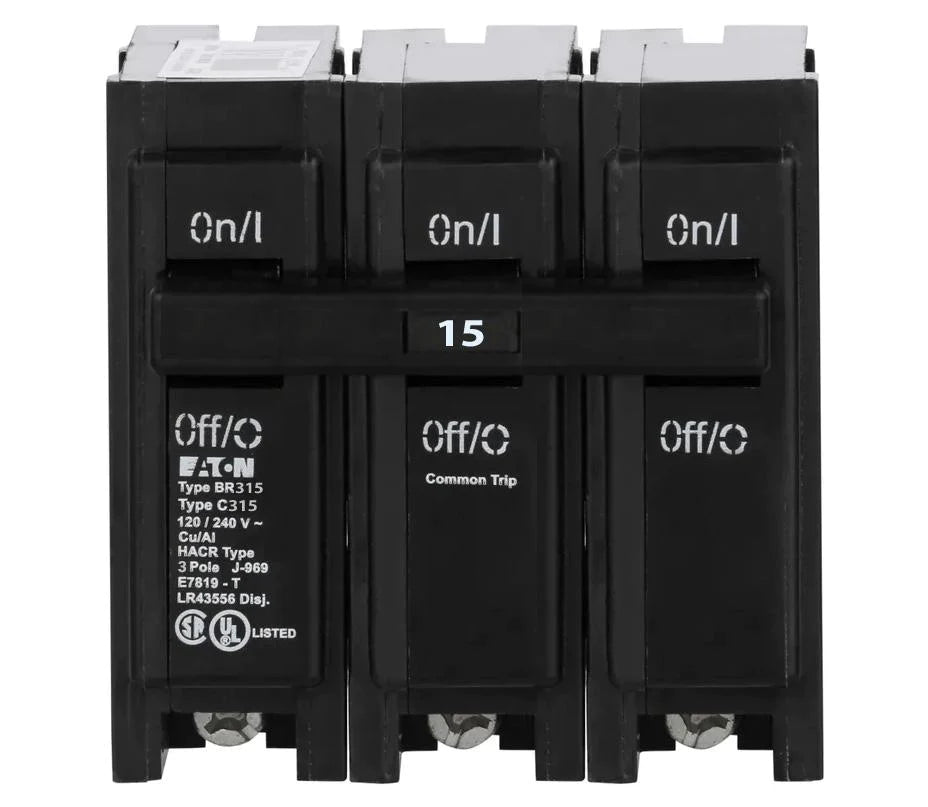 BR315 - Eaton Cutler-Hammer - Plug-In 15 Amp 240 Volt 3 Pole Circuit Breaker