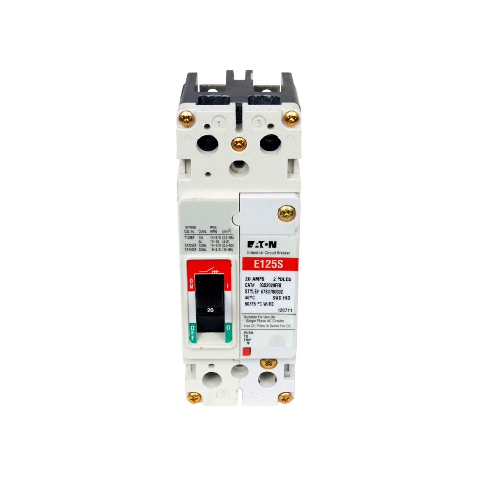 EGS2100FFB - Eaton Cutler-Hammer - 100 Amp 2 Pole 600 Volt Bolt-On Molded Case Circuit Breakers