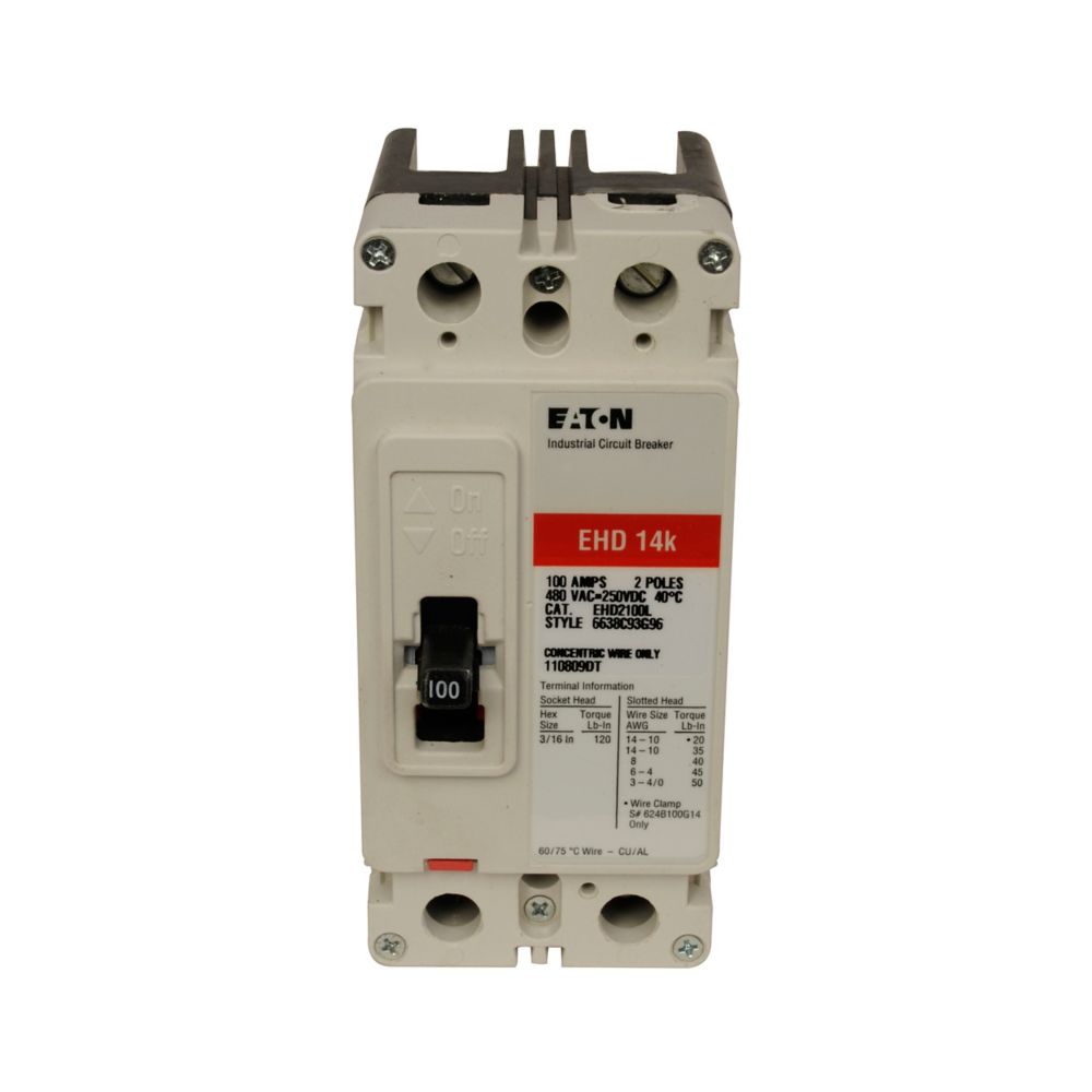 EHD2060L - Eaton Cutler-Hammer - Feed-Thru 60 Amp 2 Pole 480 Volt Eaton - Molded Case Circuit Breaker