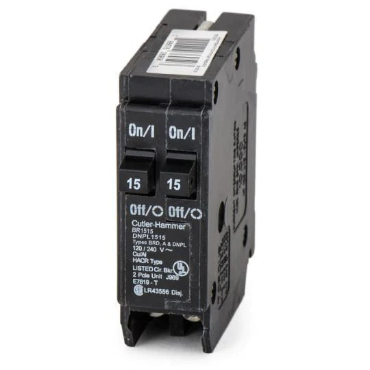 BR1515 - Eaton Cutler-Hammer - Plug-In 15/15 Amp 1 Pole 120 Volt Thermal Magnetic Tandem Circuit Breaker