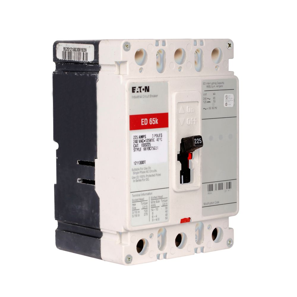ED3150L - Eaton Cutler-Hammer - Feed-Thru 125 Amp 3 Pole 240 Volt Molded Case Circuit Breaker