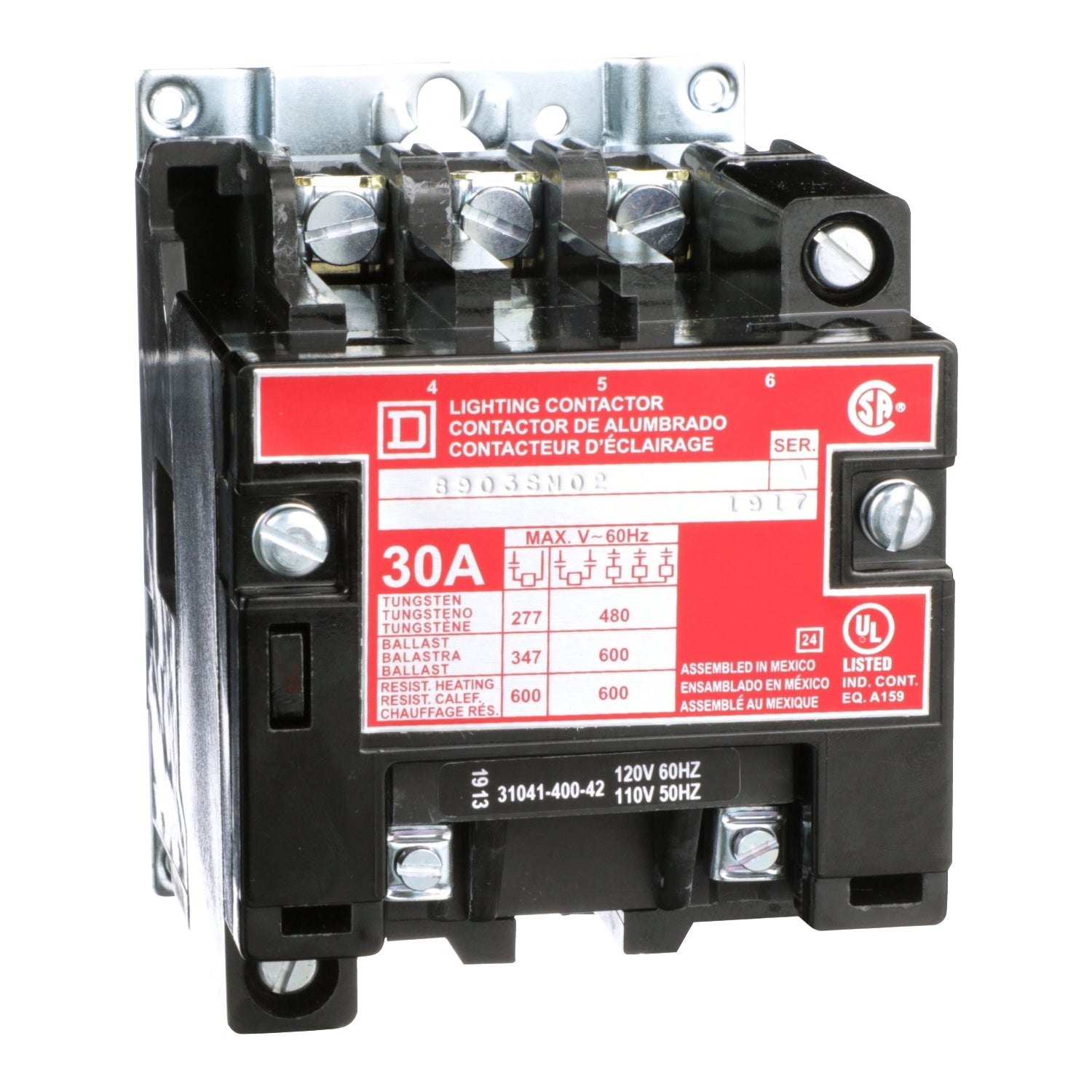 8903SMO2V02 - Schneider Electric - 30A 3 Pole Square D Electrically Held Lighting Contactor