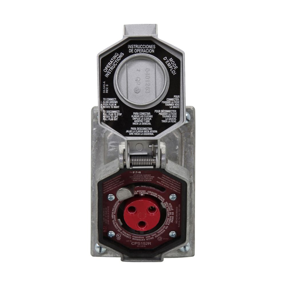 CPS152R - Eaton Crouse-Hinds Series - 20A 2-Wire 3-Pole Copper-Free Aluminum Arktite CPS Receptacle