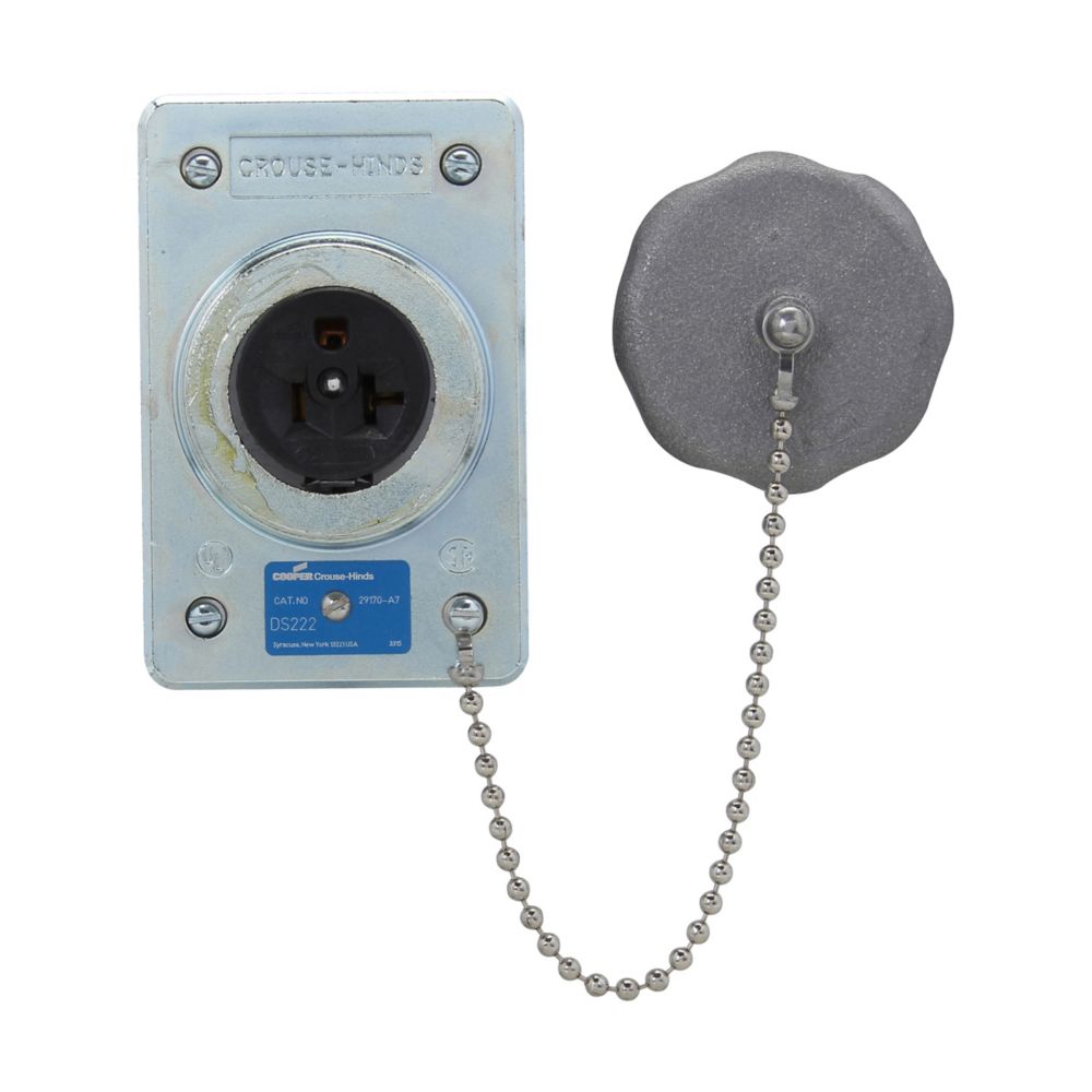 DS222 - Eaton Crouse-Hinds Series - 20A 2-Wire 3-Pole Feraloy Iron Alloy DS Receptacle Housing