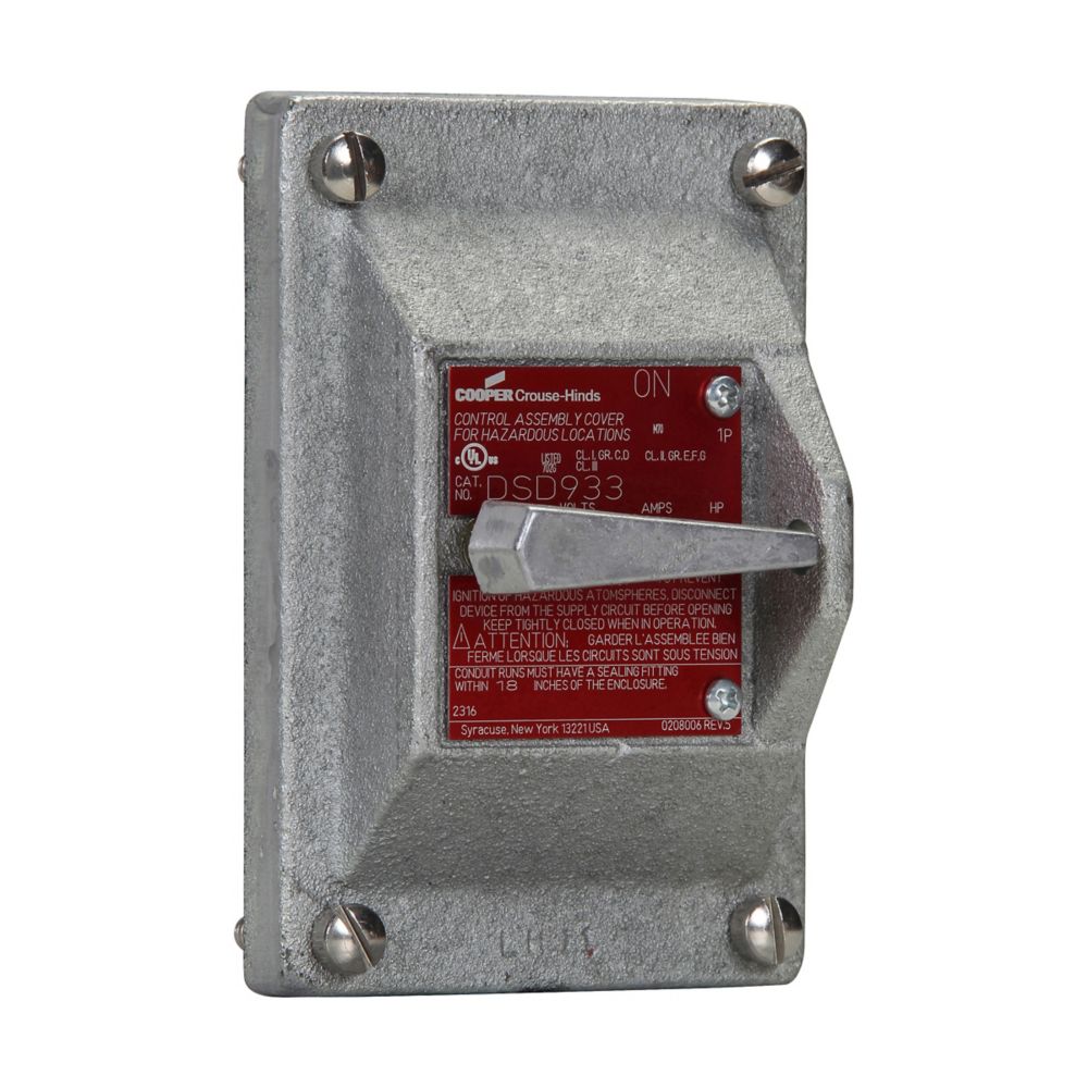 DSD933 - Eaton Crouse-Hinds Series - 20A 120/277 VAC 1-Pole Feraloy Iron Alloy DSD Snap Switch Cover and Device Sub-Assembly