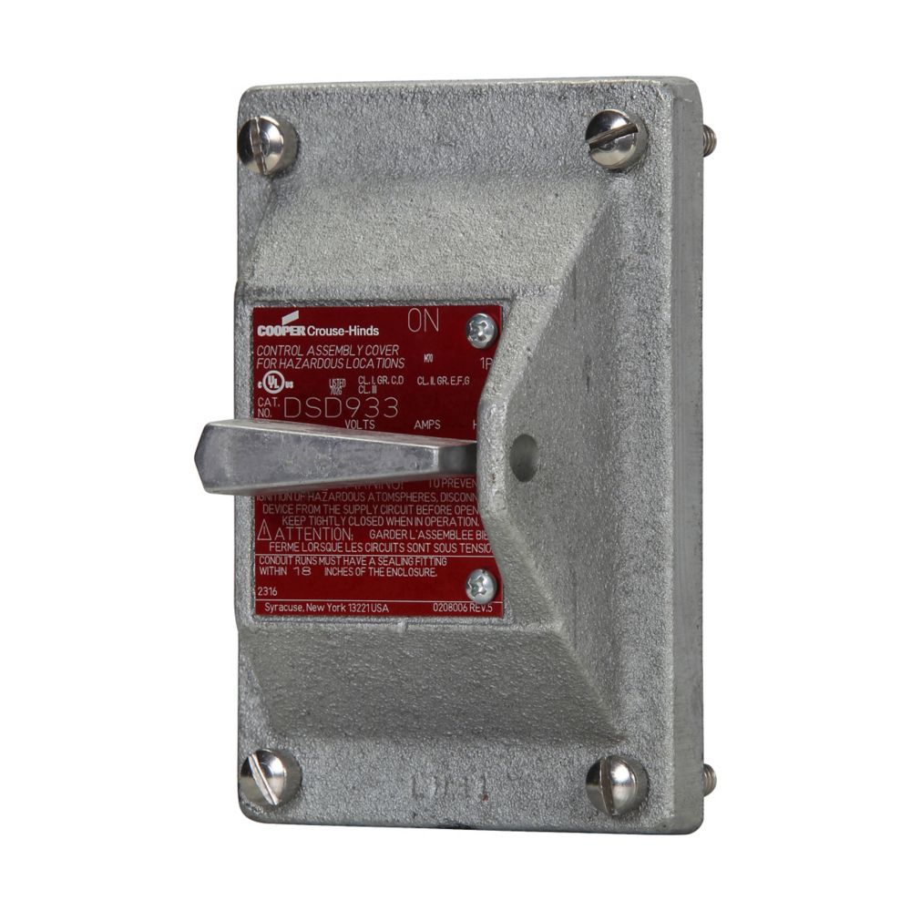 DSD933 - Eaton Crouse-Hinds Series - 20A 120/277 VAC 1-Pole Feraloy Iron Alloy DSD Snap Switch Cover and Device Sub-Assembly