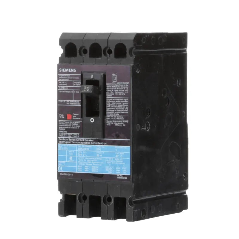 ED63B020L - Siemens - 20A 600V 3 Pole Feed-Thru Circuit Breaker