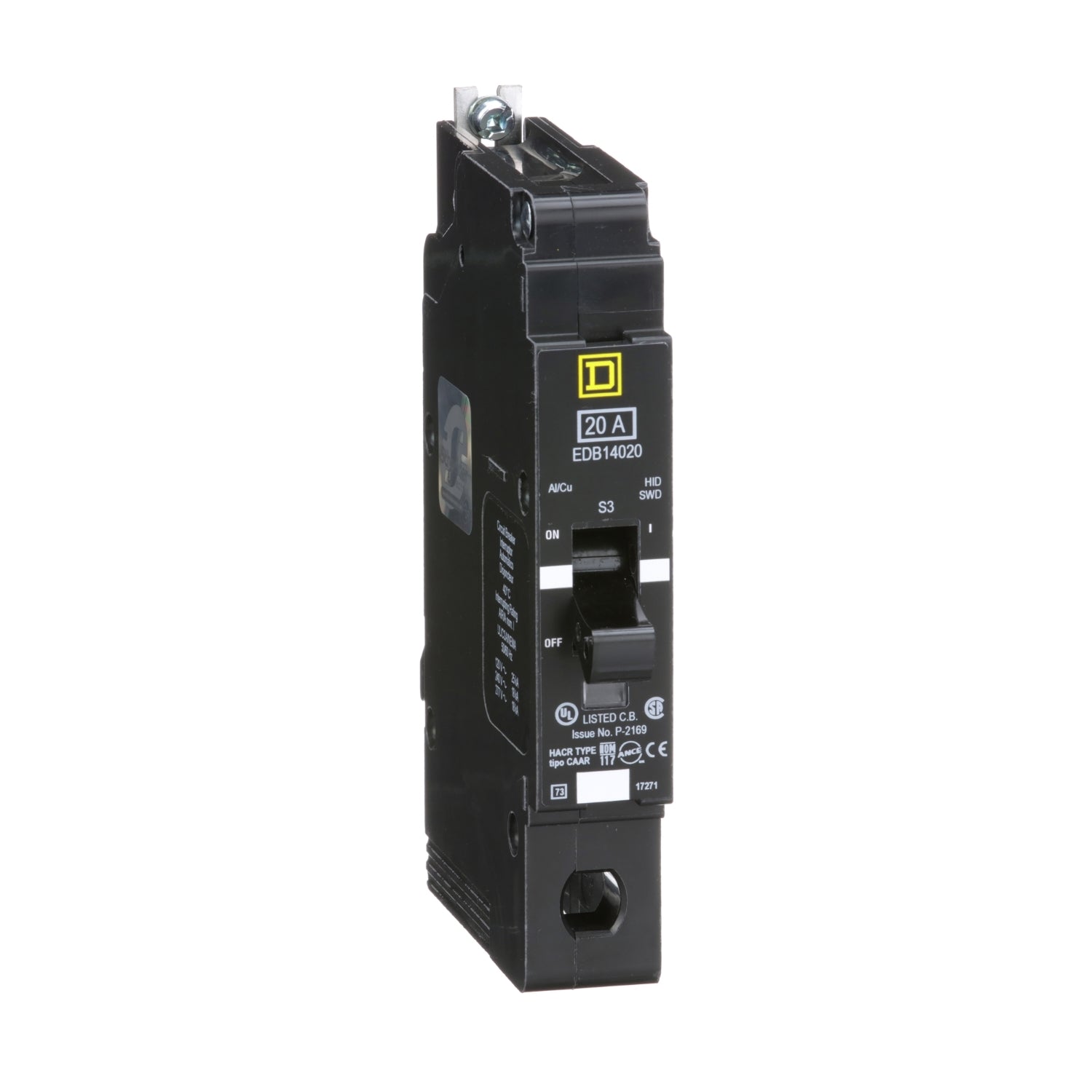 EDB14020 - Schneider Electric - I-Line Plug-In 100 Amp 3 Pole 600 Volt Square D Molded Case Circuit Breaker