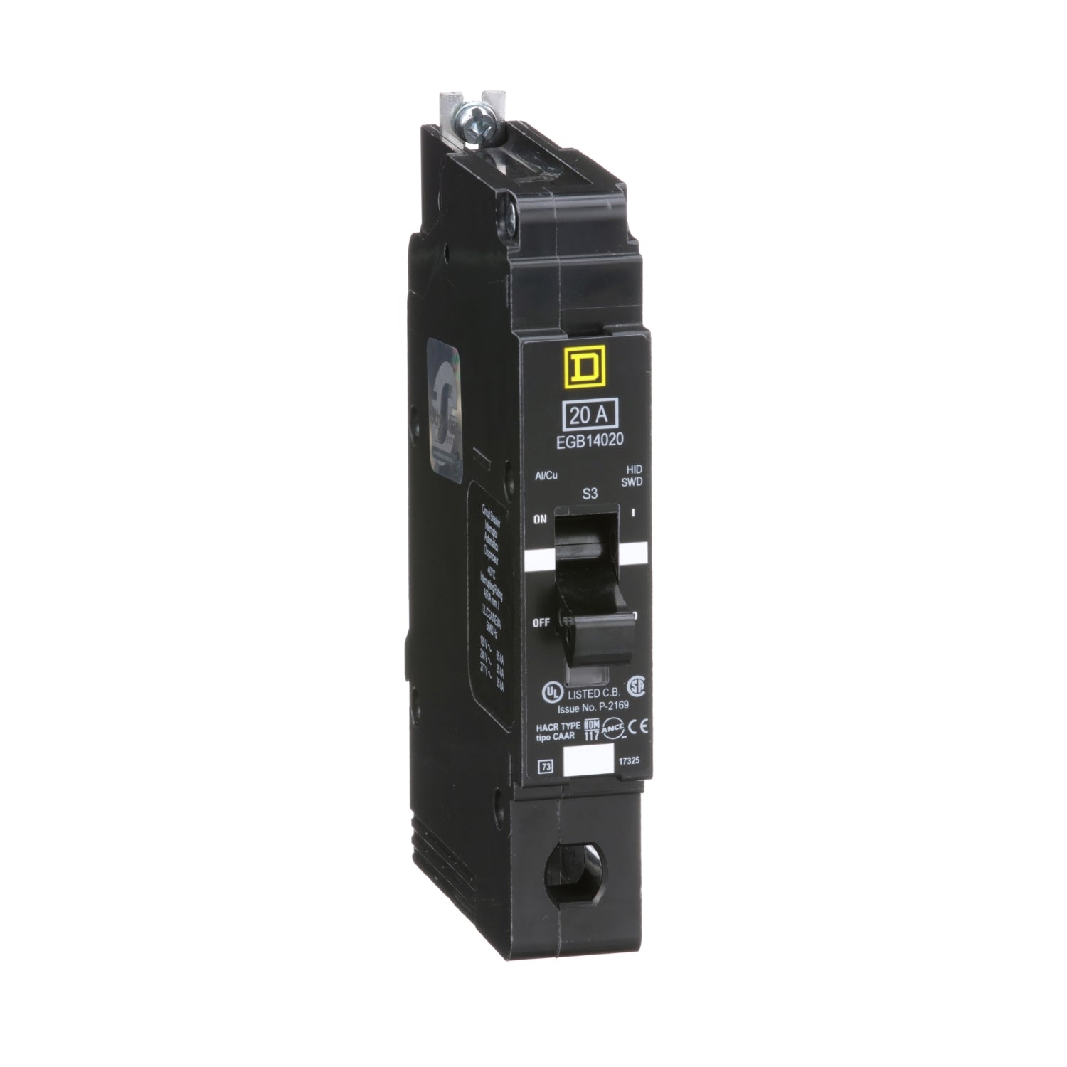EGB14020 - Schneider Electric - Bolt-On 20 Amp 1 Pole 277 Volt Square D Molded Case Circuit Breaker