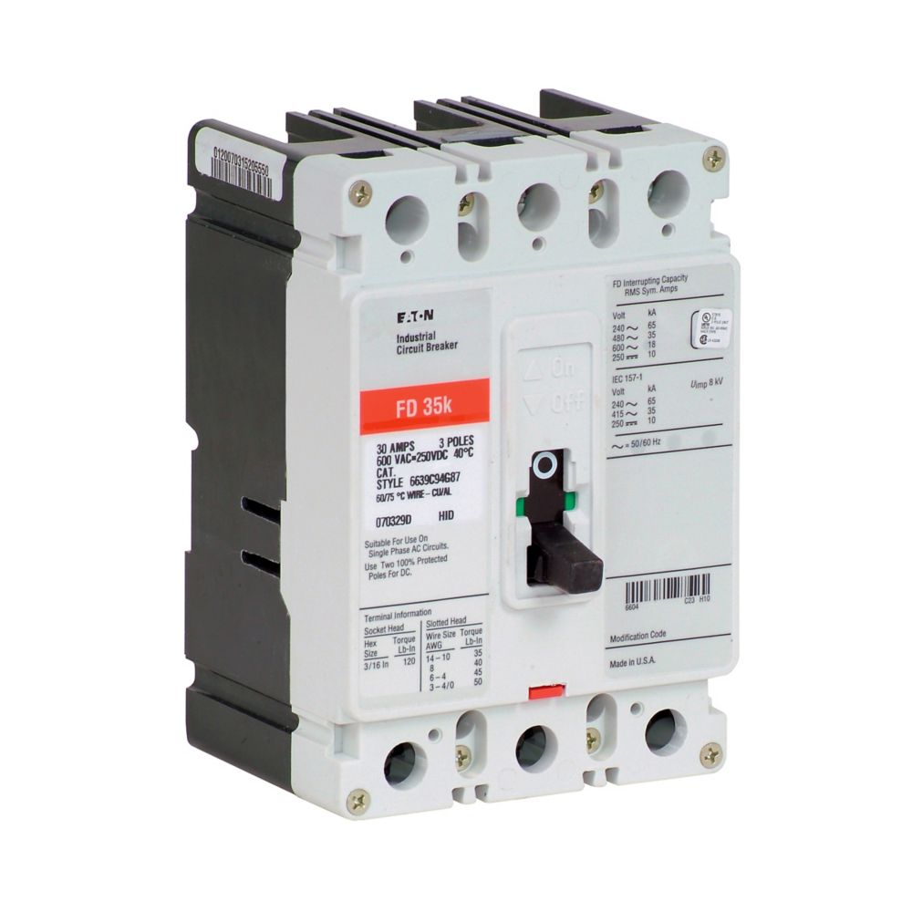 FD3150L - Eaton Cutler-Hammer - Feed Thru 150 Amp 3 Pole 600 Volt Molded Case Circuit Breaker