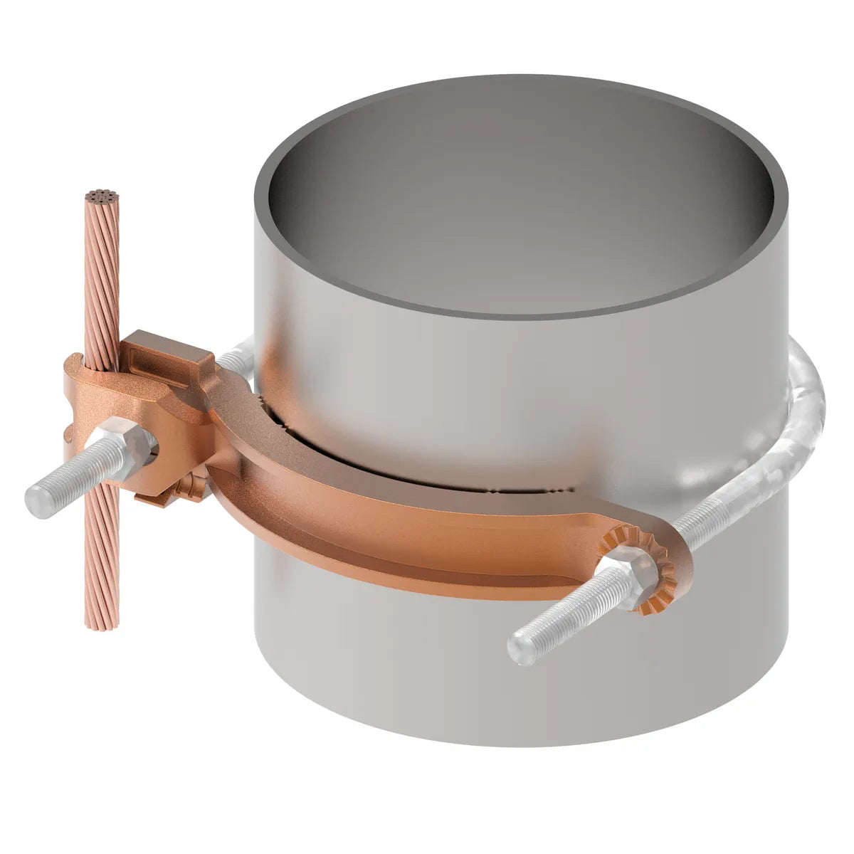 GAR3906 - Burndy - 6" Pipe 3/8" Stud Galvanized Steel Hardware Mechanical Grounding Connector