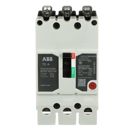 TEYL3070B - General Electric - 70 Amp 3 Pole 480 V Circuit Breaker