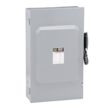 H324N - Square D - Heavy duty 200A 240VAC/250VDC 4 wire 3 pole 1 neutral 60hp NEMA 1 Fusible safety switch