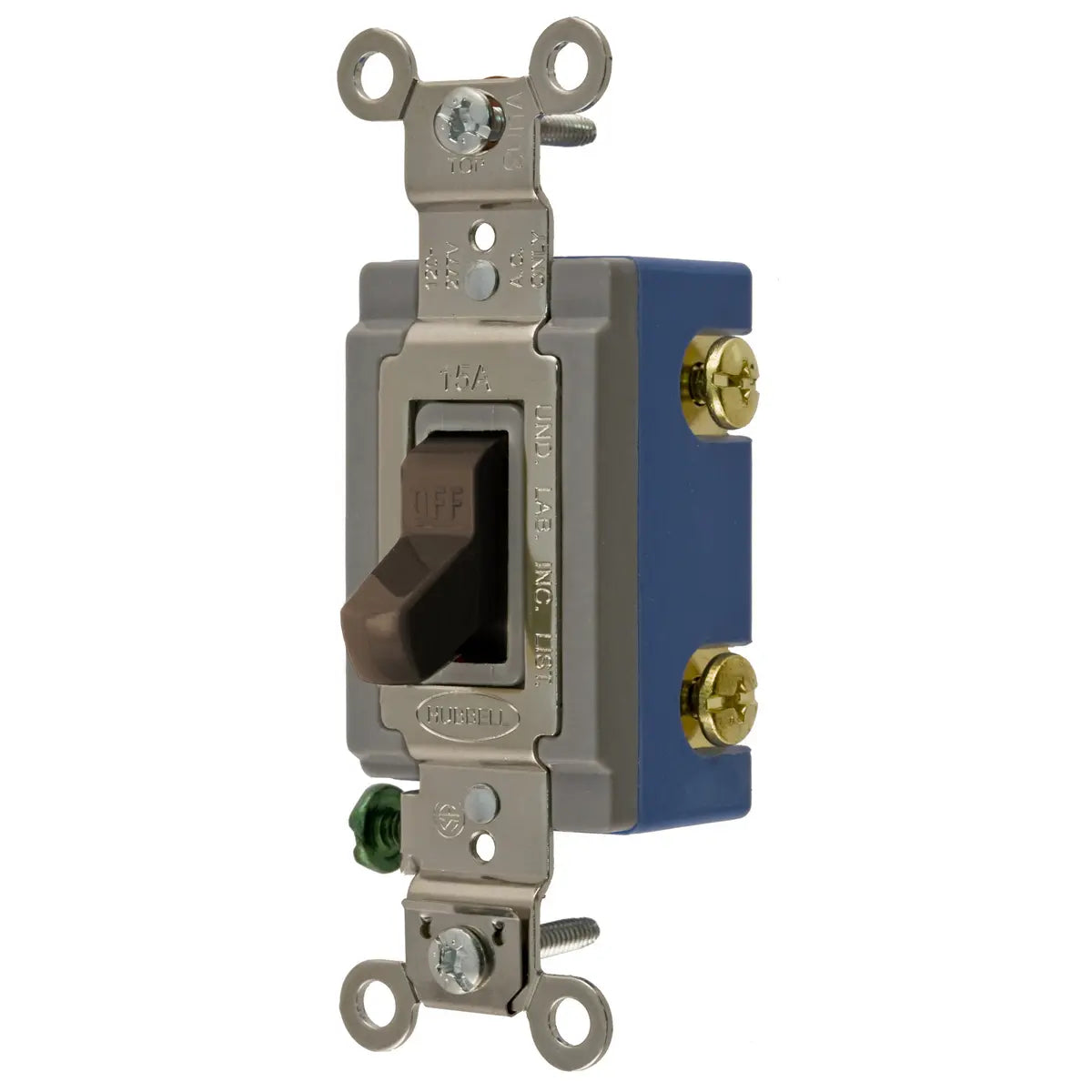 HBL1201 - Hubbell Wiring Device-Kellems - 15A 120/277 V Single‑Pole Extra Heavy‑Duty Toggle Switch