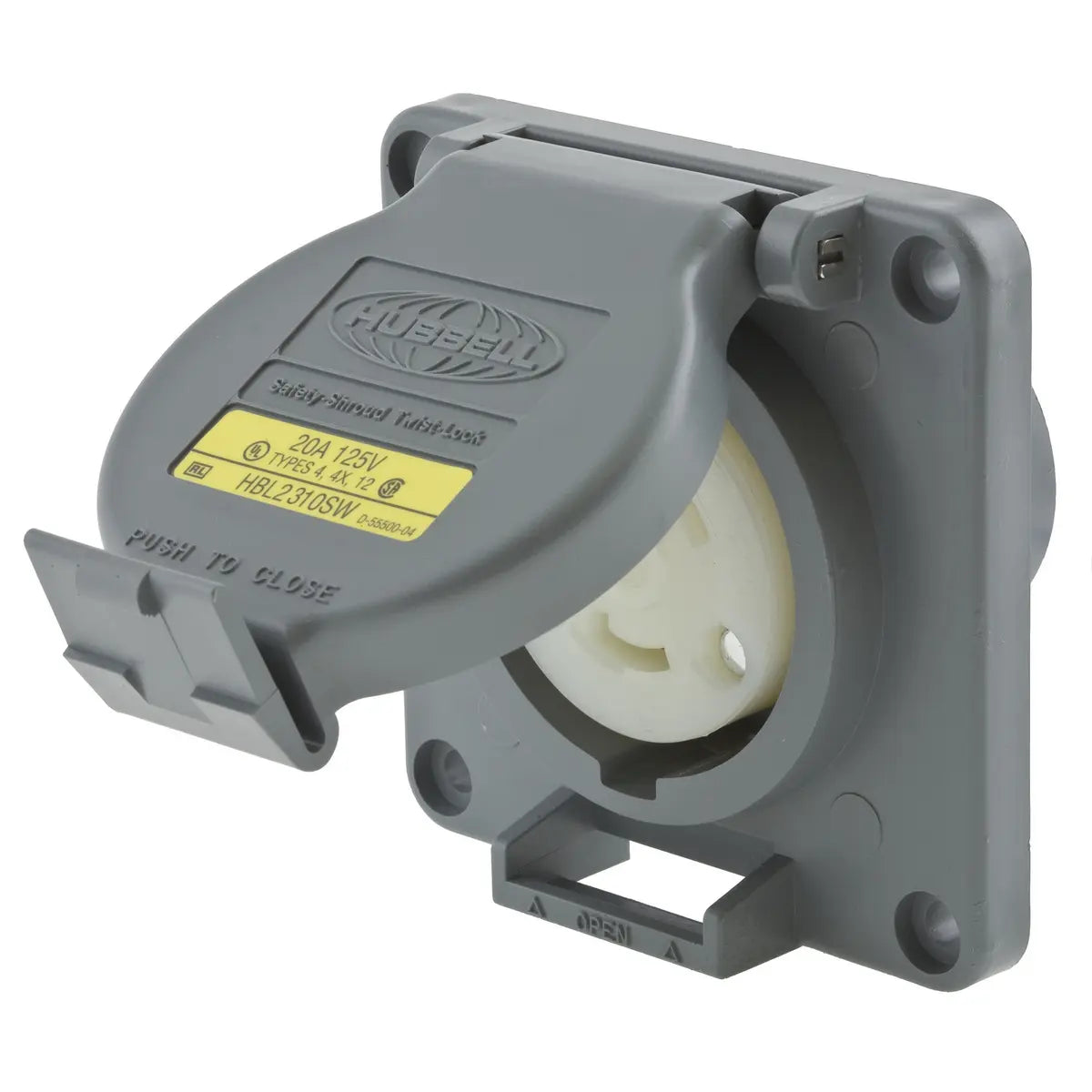 HBL2310SW - Hubbell Wiring Device-Kellems - Twist-Lock 20A 125V 2P 3W Watertight Safety Shroud Receptacle L5-20R Screw Terminal