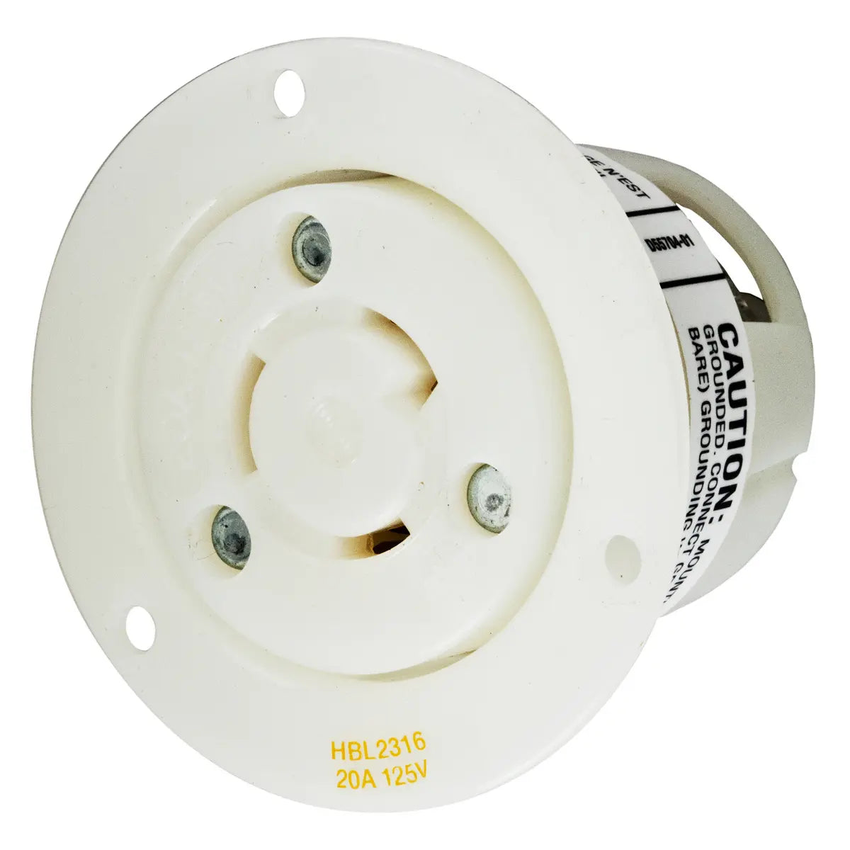HBL2316 - Hubbell Wiring Device-Kellems - 20A 125V 2-Pole 3-Wire Grounding Twist-Lock Device with Flanged Receptacle