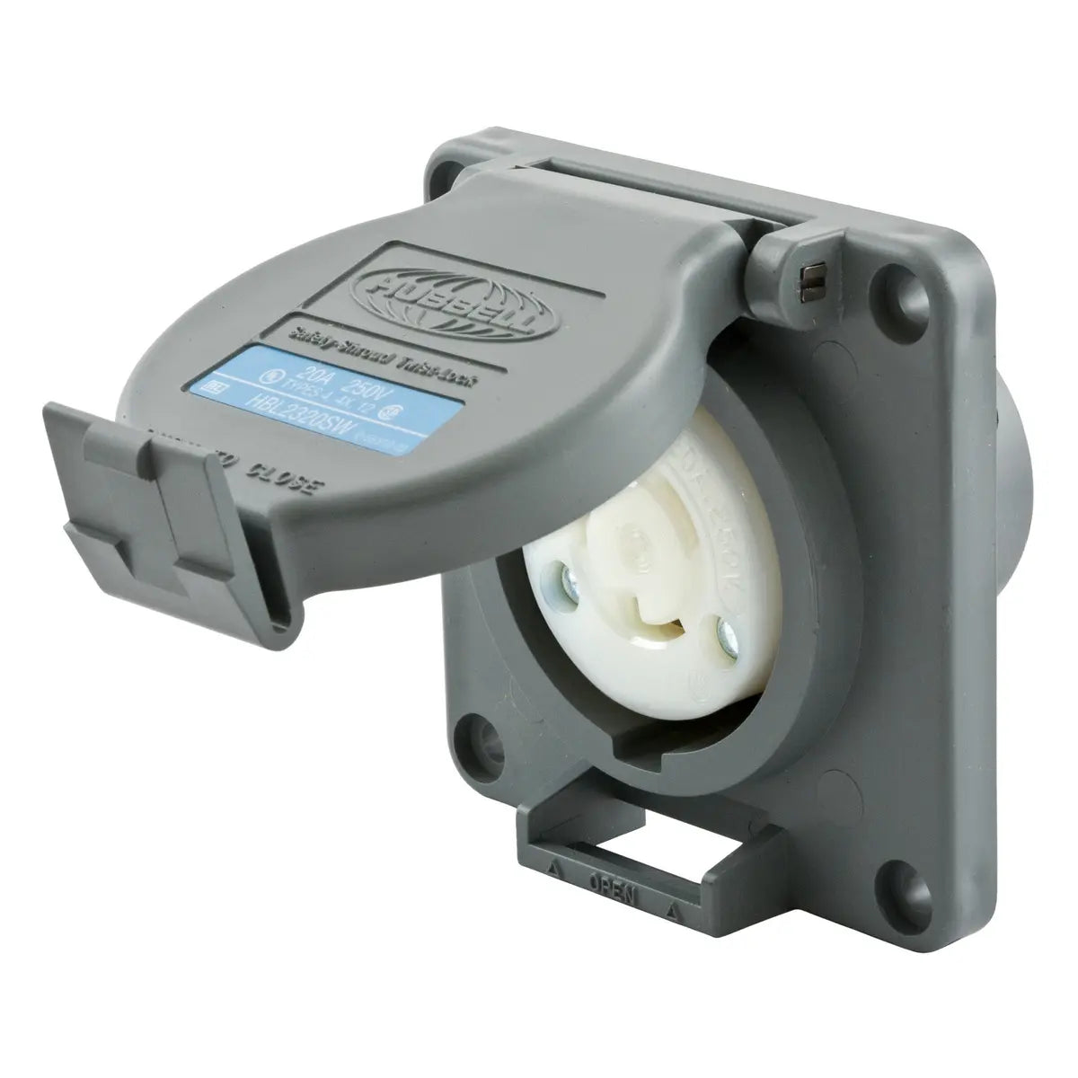 HBL2320SW - Hubbell Wiring Device-Kellems - 20A 250V 2-Pole 3-Wire Grounding Twist-Lock Device with Receptacle