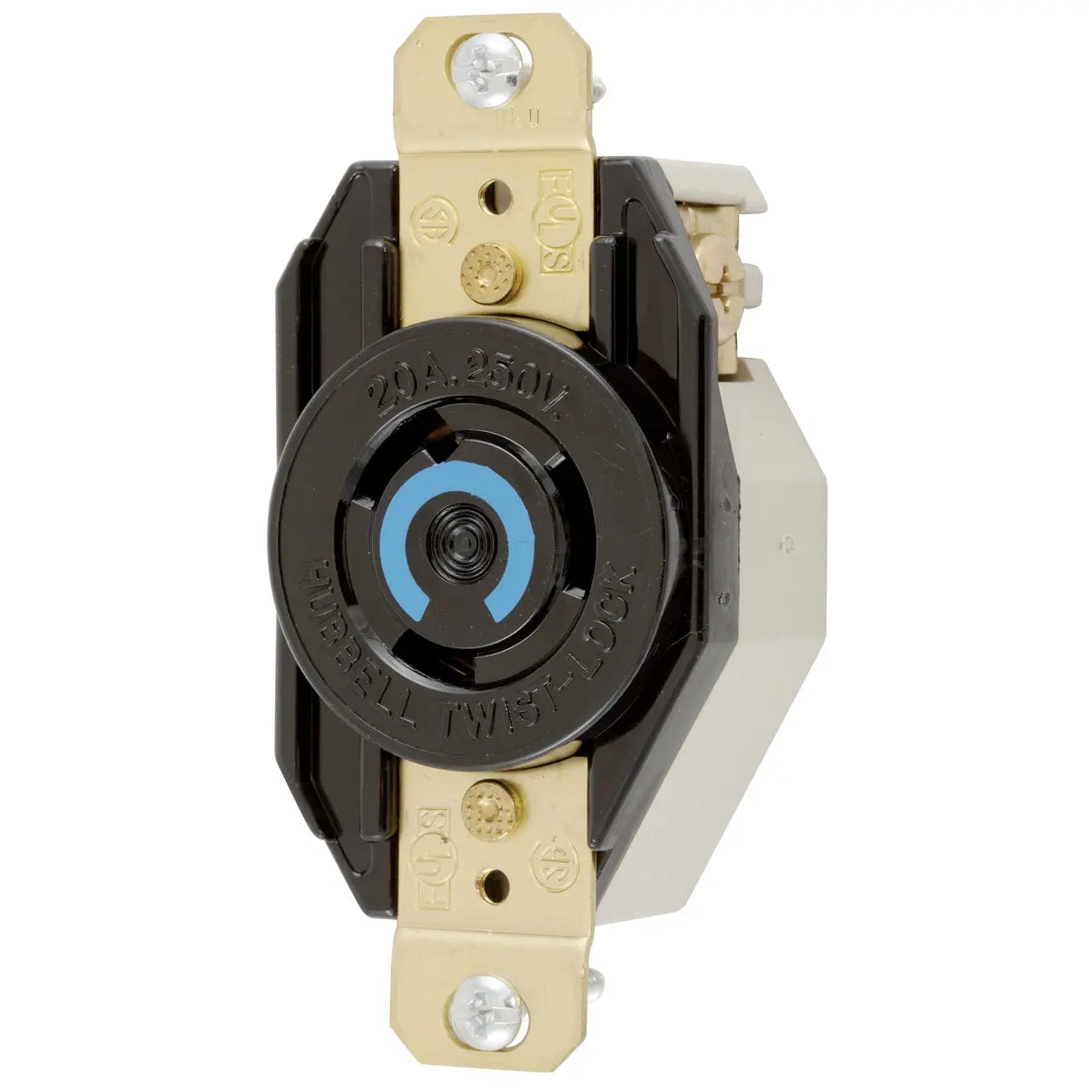 HBL2320 - Hubbell Wiring Device-Kellems - 20A 250V AC 2-Pole 3-Wire Grounding Twist-Lock Device with Flush Receptacle