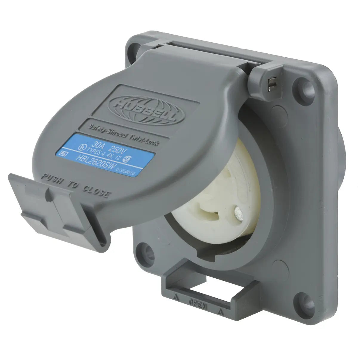 HBL2620SW - Hubbell Wiring Device-Kellems - 30A Receptacle Watertight Safety Cover Twist-Lock Locking Devices
