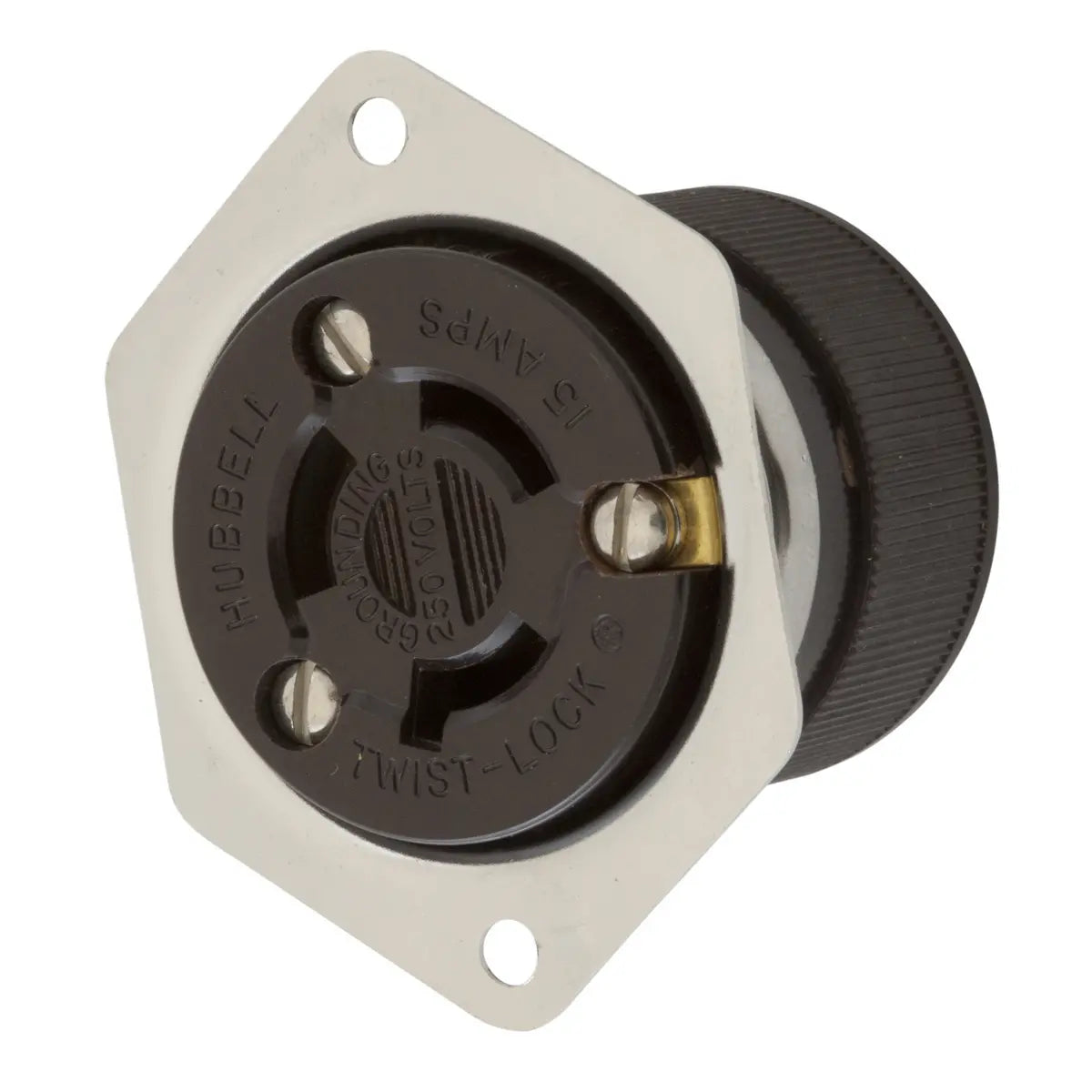 HBL4585 - Hubbell Wiring Device-Kellems - 15A 250V 2 Pole 3 Wire Flanged Receptacle Twist Lock