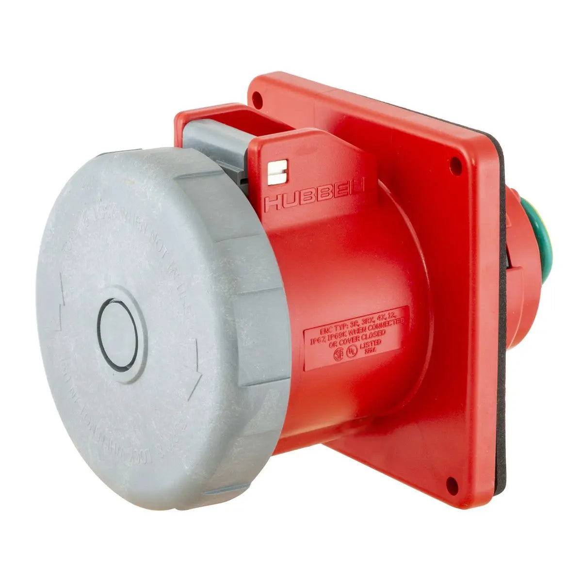 HBL460R7W - Hubbell Wiring Device-Kellems - 60A 480V AC 3 Phase 3 Pole 4 Wire Female Receptacle Watertight IEC Pin and Sleeve