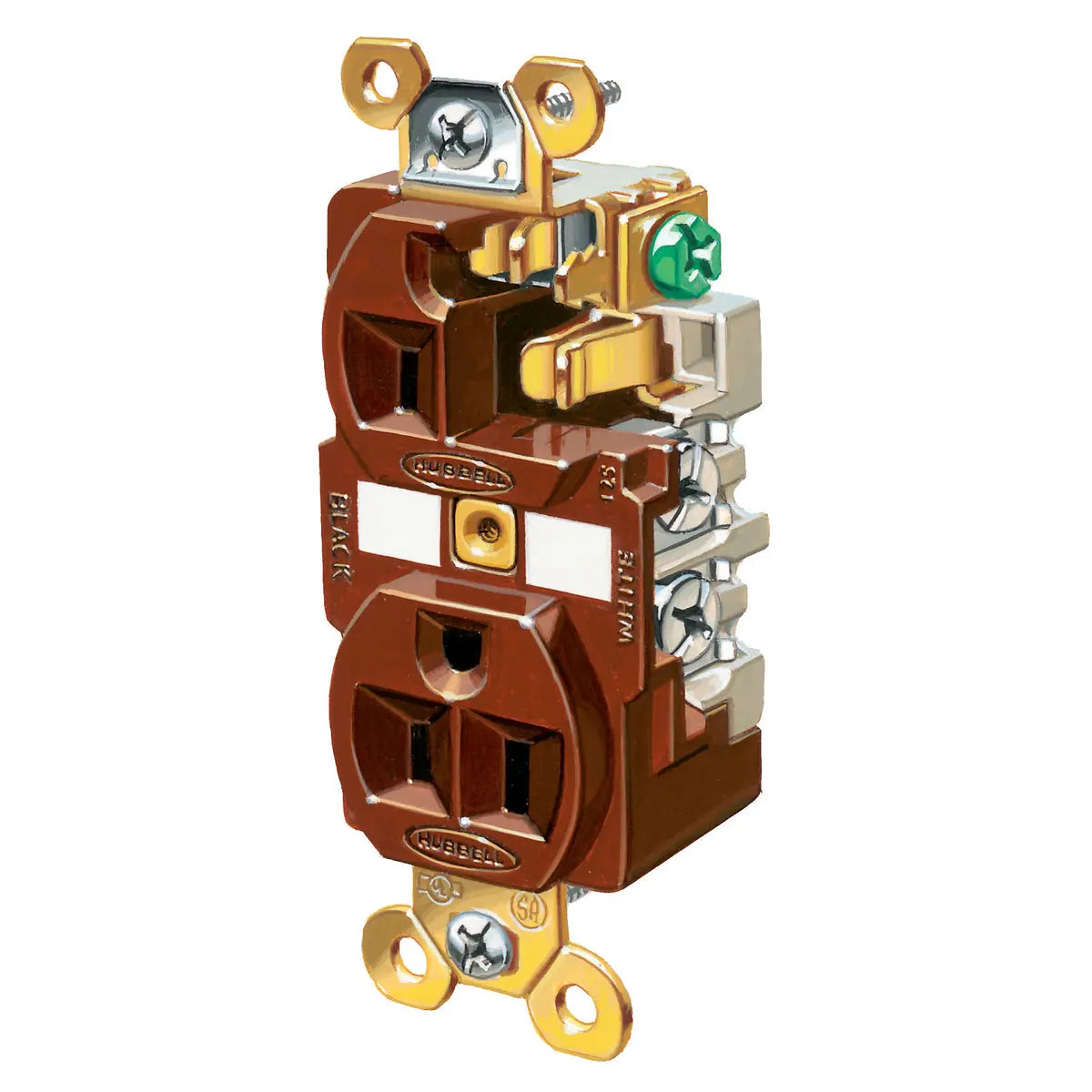 HBL5262 - Hubbell Wiring Device-Kellems 15A 125V 2 Pole 3 Wire Duplex Receptacle Straight Blade Devices