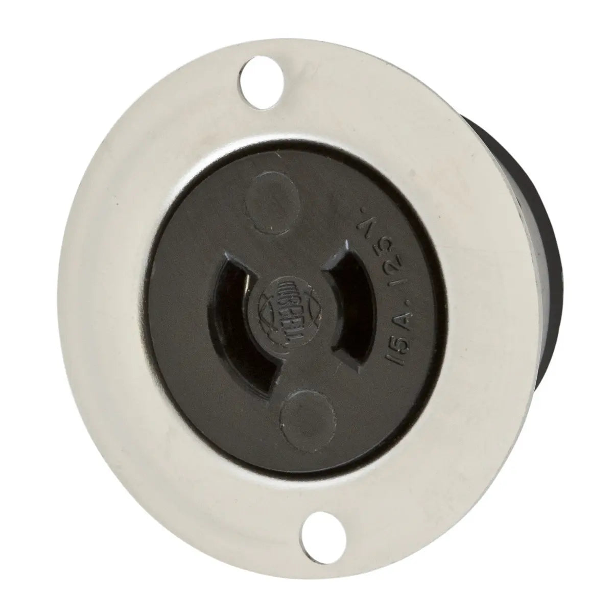 HBL7468 - Hubbell Wiring Device Kellems 15A 125V 2 Pole 2 Wire Non Grounding Flanged Receptacle Midget Twist Lock®