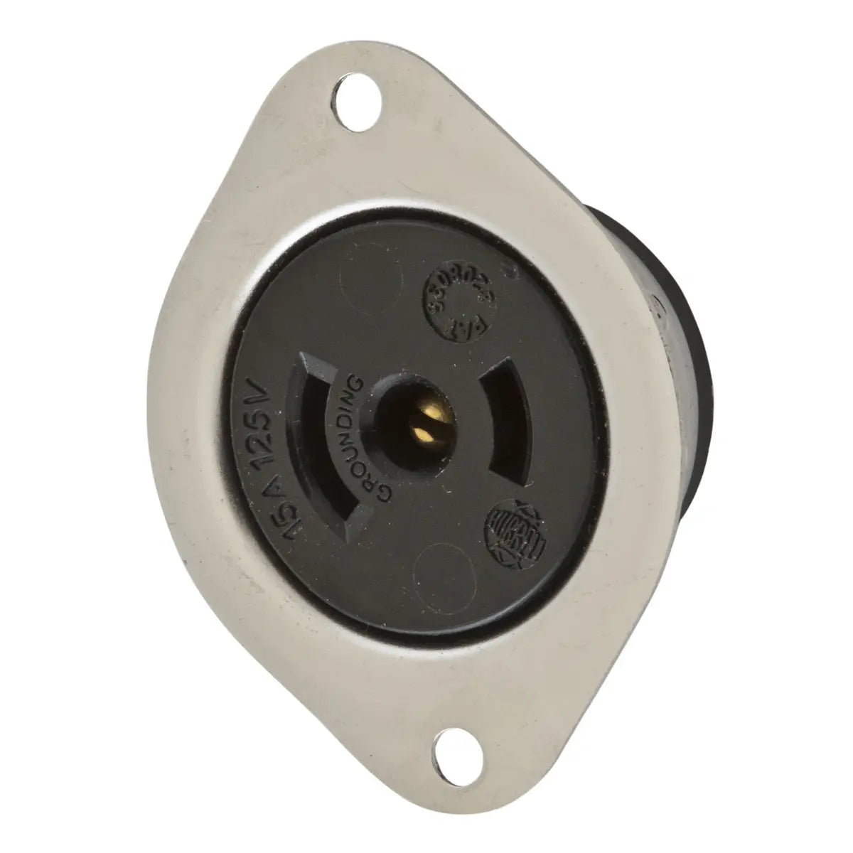 HBL7596 - Hubbell Wiring Device Kellems 15A 125V Flanged Receptacle Midget Twist Lock® Stainless Steel