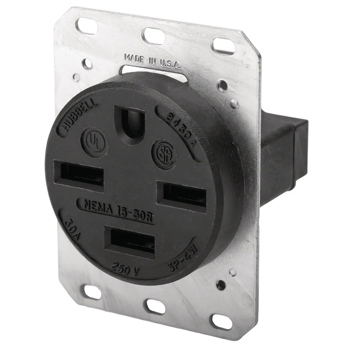 HBL8430A - Hubbell Wiring Device-Kellems 30A 250V 3 Pole 4 Wire Receptacle Straight Blade Devices