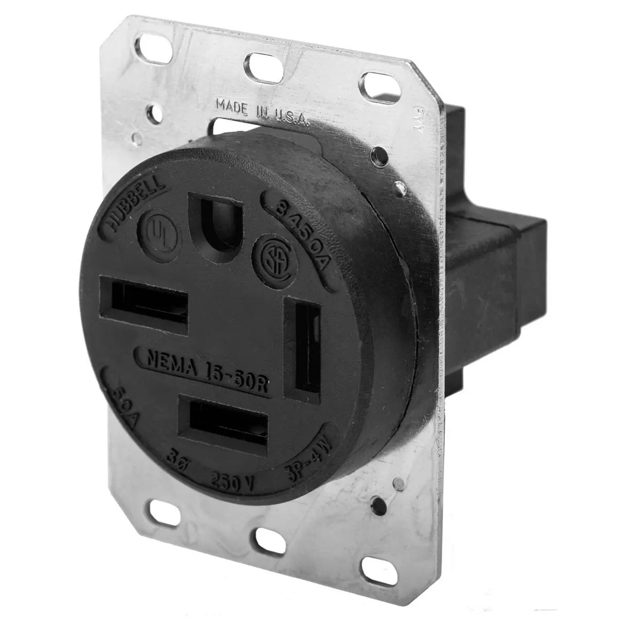 HBL8450A - Hubbell Wiring Device-Kellems 50A 250V 3 Pole 4 Wire Receptacle Straight Blade Devices