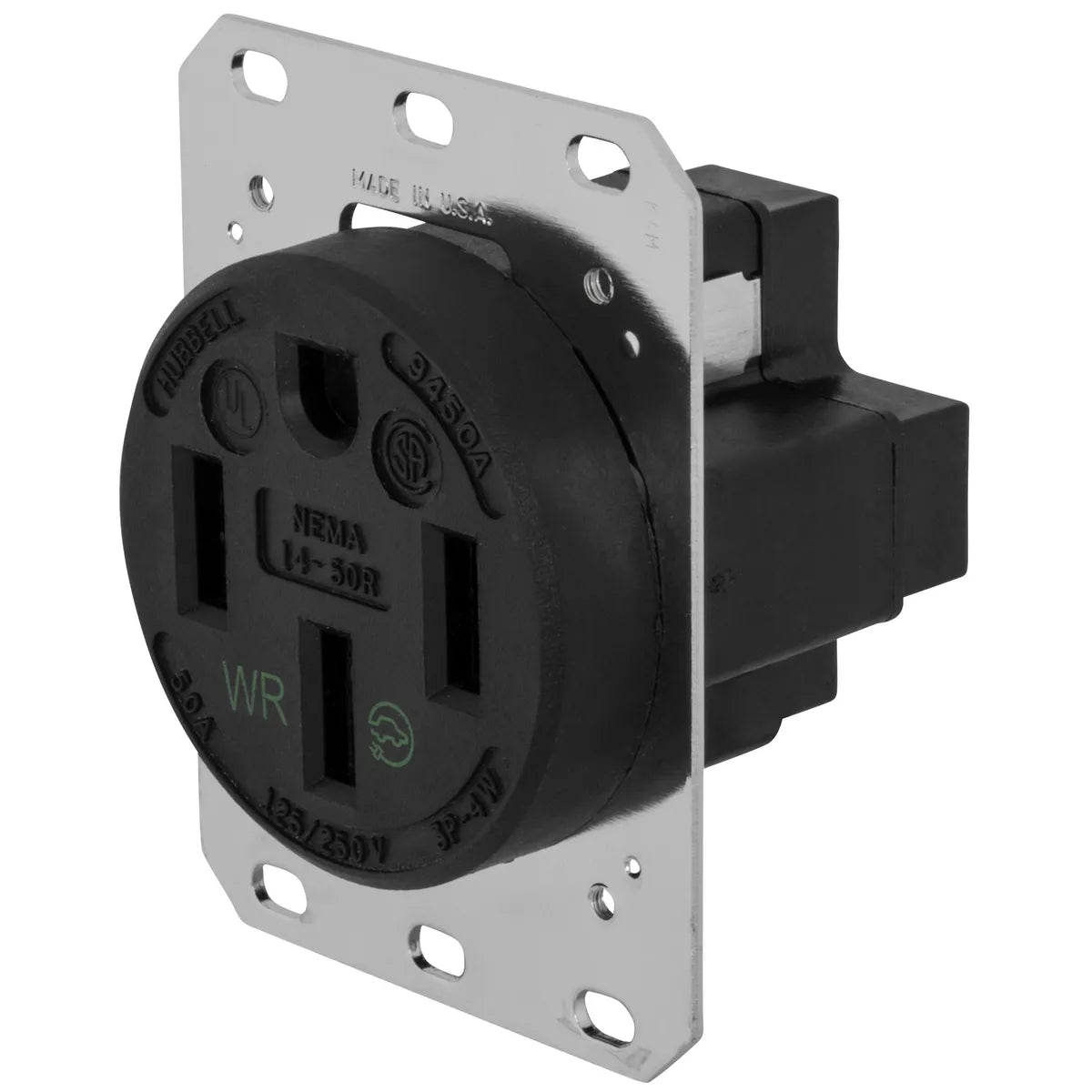 HBL9450A - Hubbell Wiring Device-Kellems 50A 125/250V 3 Pole 4 Wire Receptacle Straight Blade Devices