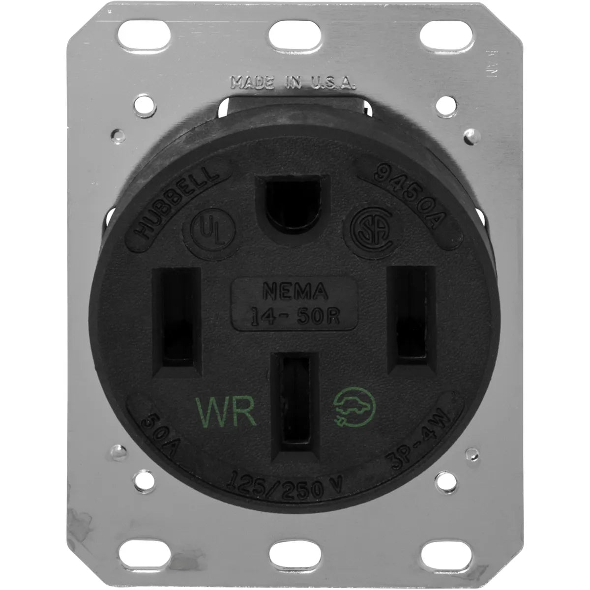 HBL9450A - Hubbell Wiring Device-Kellems 50A 125/250V 3 Pole 4 Wire Receptacle Straight Blade Devices