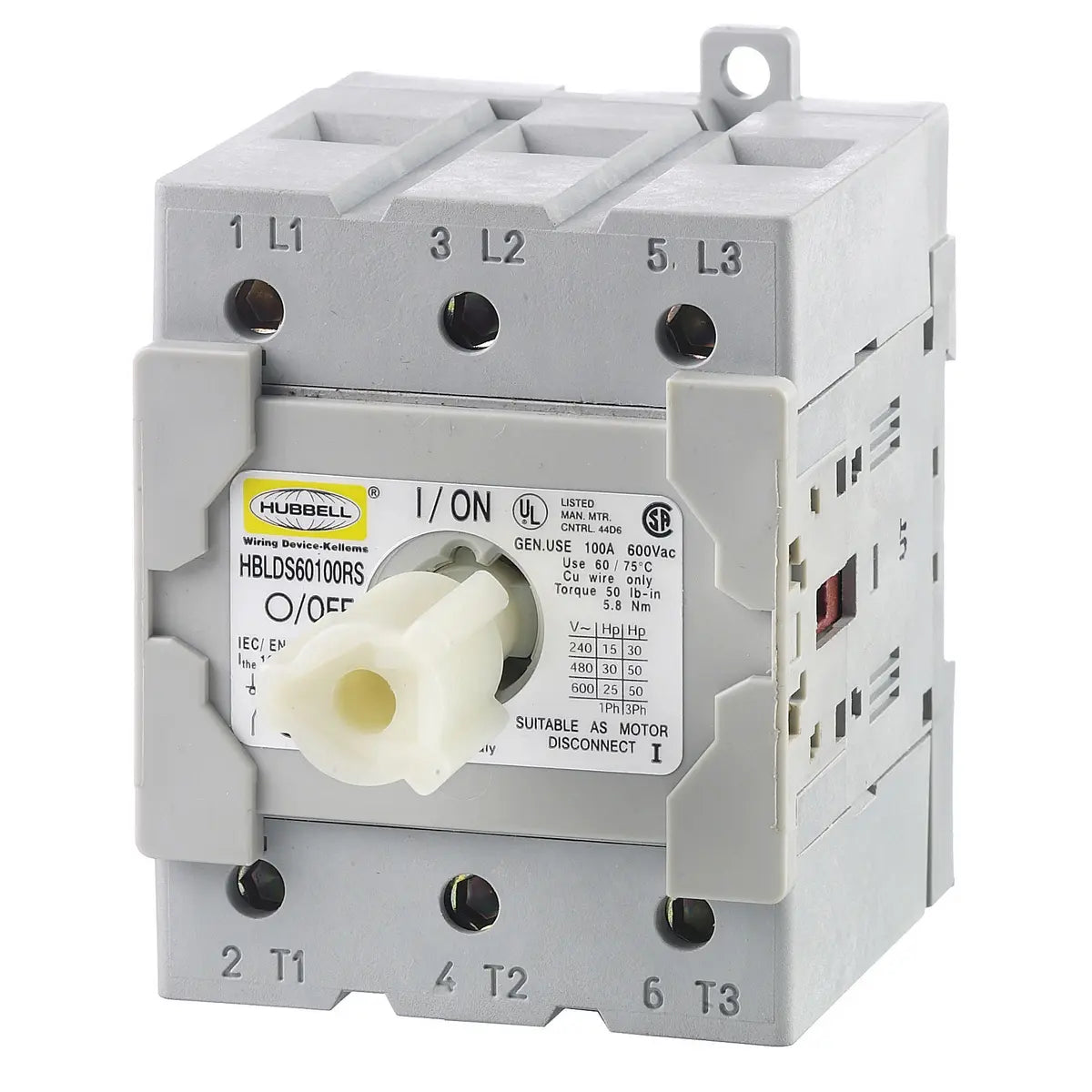 HBLDS60100RS - Hubbell Wiring Device-Kellems 60A 600V 3 Pole Disconnect Switches Replacement Switch