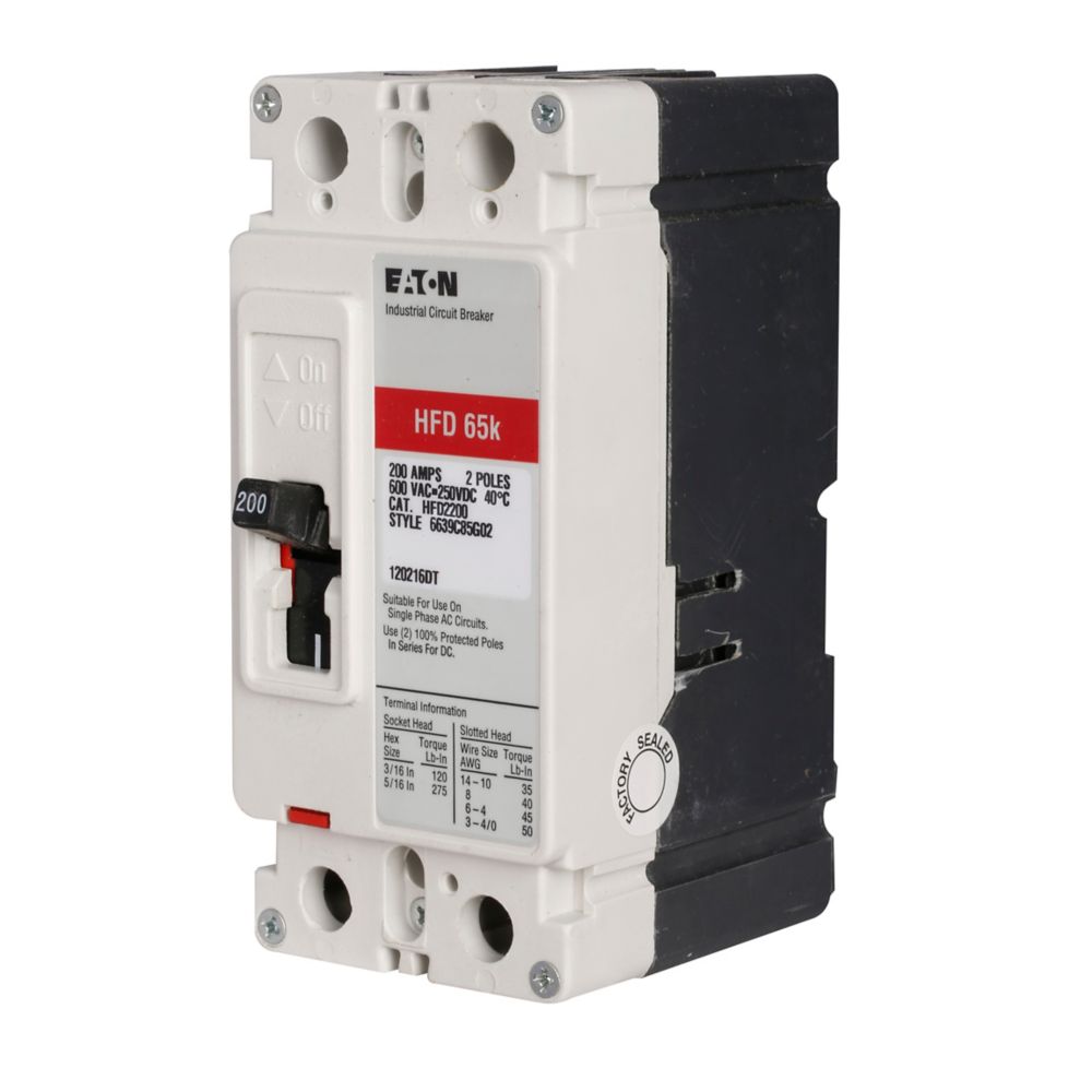 HFD2090L - Eaton Cutler-Hammer - Feed-Thru 90 Amp 2 Pole 600 Volt Molded Case Circuit Breaker