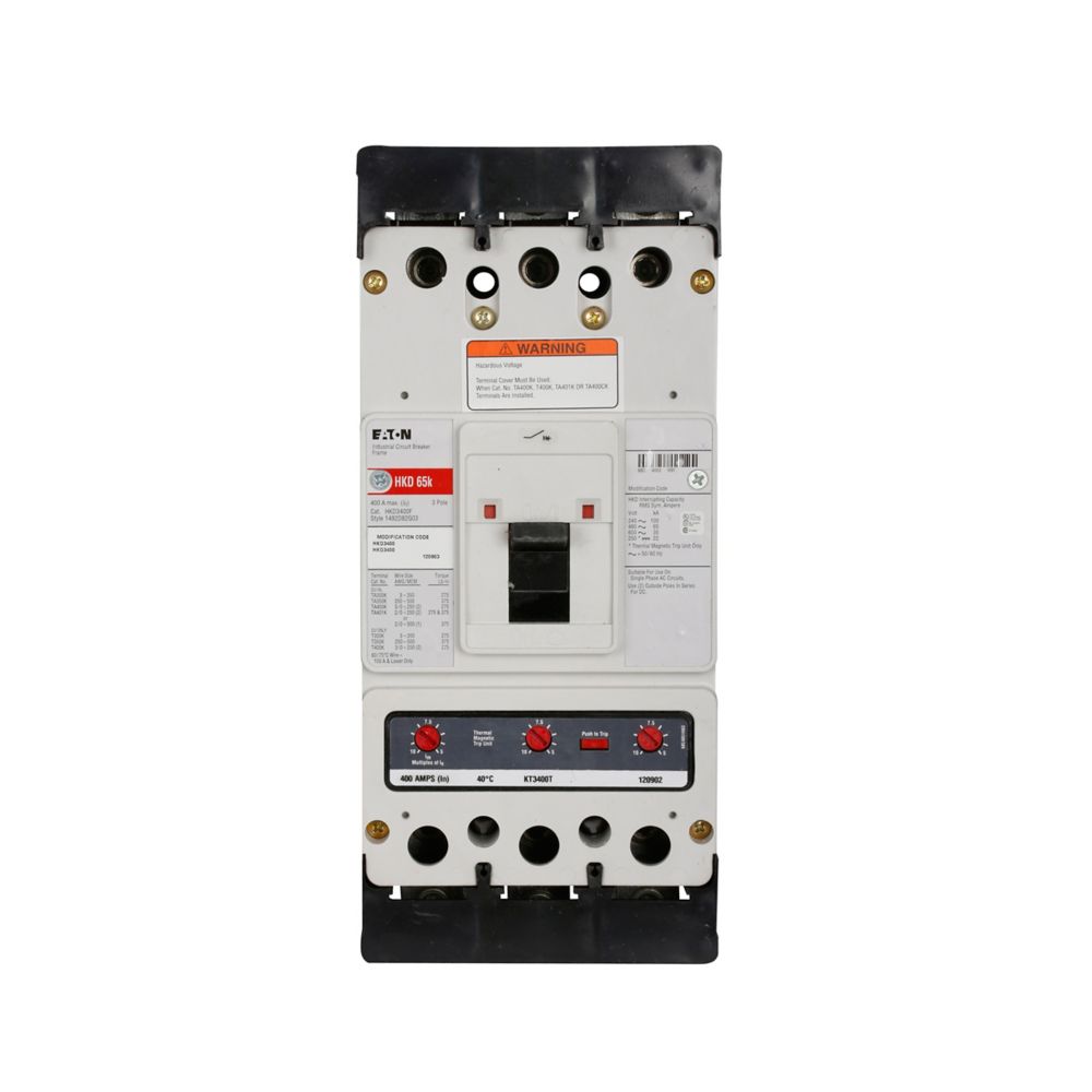 HKD3400 - Eaton Cutler Hammer - 400A 600VAC Three-Pole Molded Case Circuit Breakers