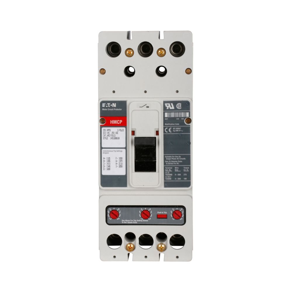 HMCP250W5C - Eaton Cutler Hammer - 250A Three-Pole Motor Circuit Protector
