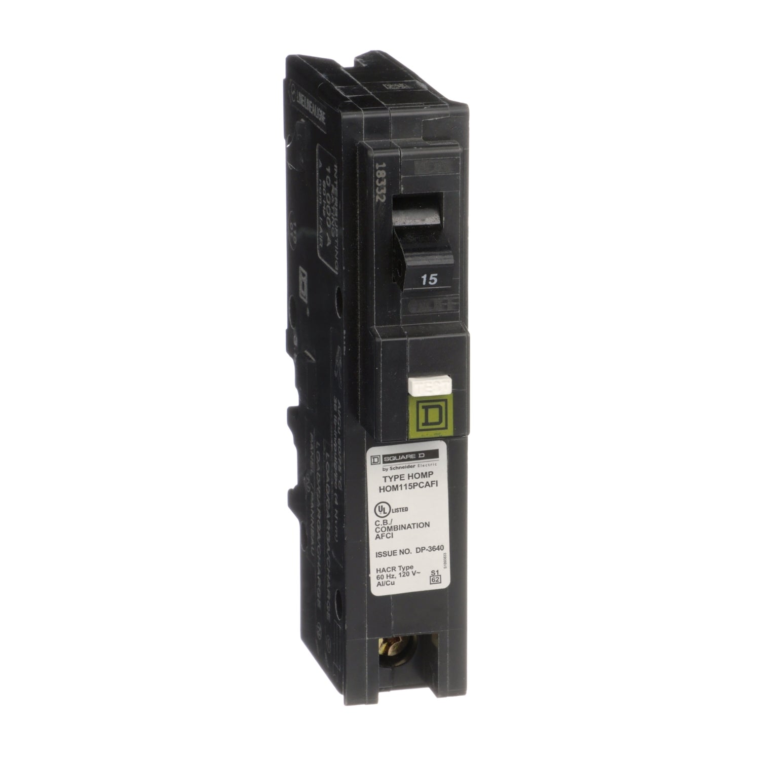 HOM115PCAFI - Schneider Electric - Plug-In 15 Amp 1 Pole 120 Volt Square D Homeline Arc Fault Circuit Breaker