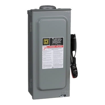 HU361NRB - Square D - 30A 600VAC DC Heavy Duty Non Fusible Safety Switch 4 Wire 3 Pole 1 Neutral 30HP NEMA 3R Bolt On Hub Provision