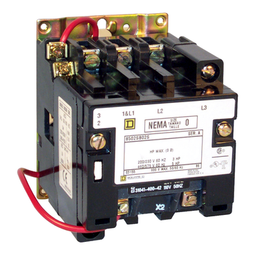 8502SBO2V08 - Square D - NEMA Contactor, Size 0, 18A, 5HP, 3-Pole, 208V, open