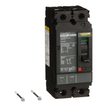 HDL26070 - Square D - Circuit breaker, PowerPacT H, 70A, 2-Pole, 600V, 14kA, lugs, 80%