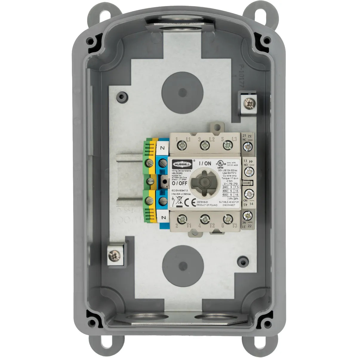 HUBHBLDS100AC - Hubbell - 100A 3-Pole Unfused Motor Disconnect, 600V AC, NEMA 4X