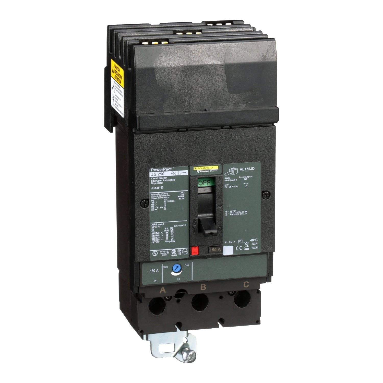 JGA36150 - Schneider Electric - I-Line Plug-In 150 Amp 3 Pole 600 Volt Square D Molded Case Circuit Breaker