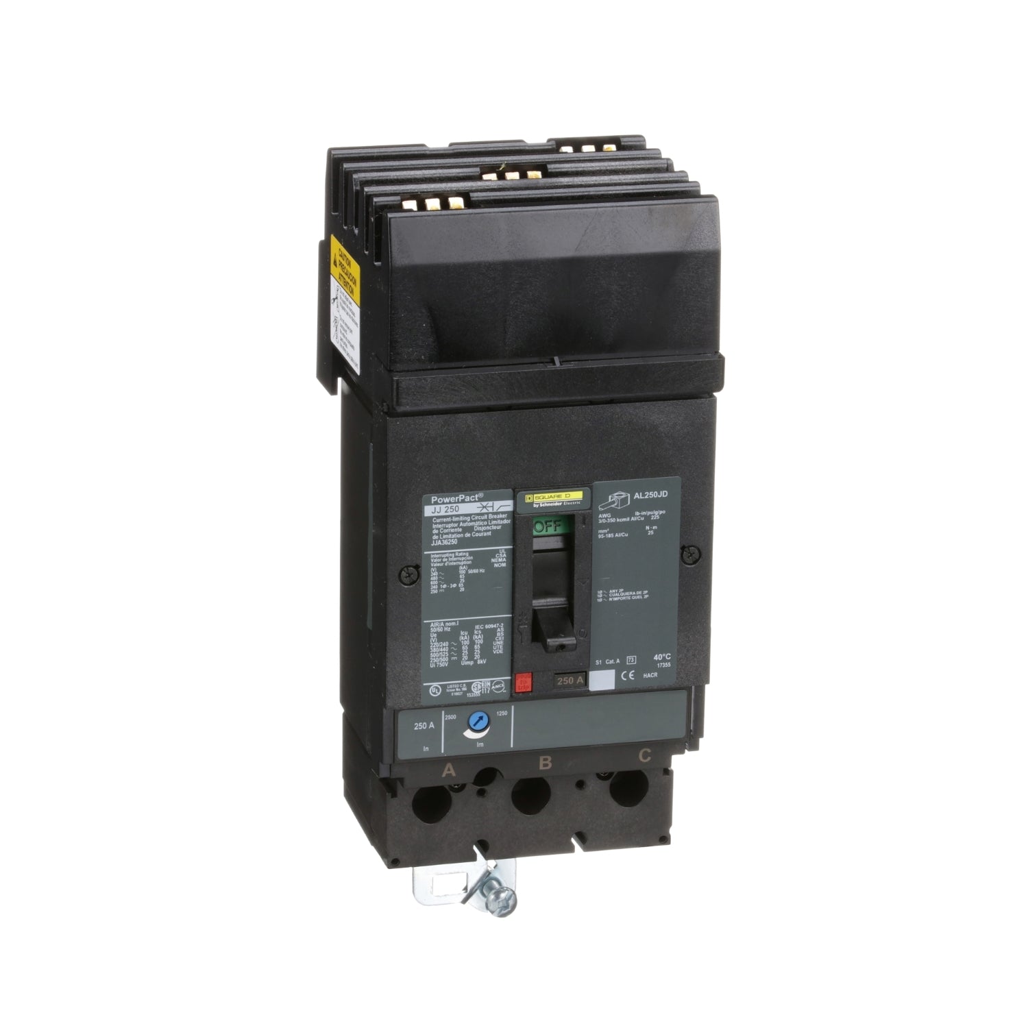 JJA36250 - Schneider Electric - I-Line Plug-In 250 Amp 3 Pole 600 Volt Square D Molded Case Circuit Breaker