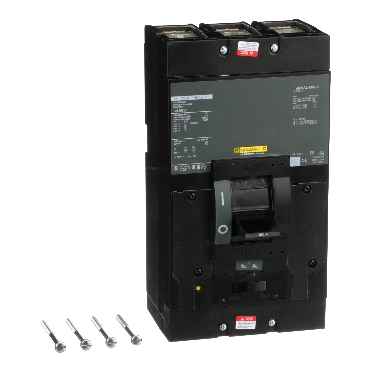 LAL36350 - Schneider Electric - Feed-Thru 350 Amp 3 Pole 600 Volt Square D Molded Case Circuit Breaker