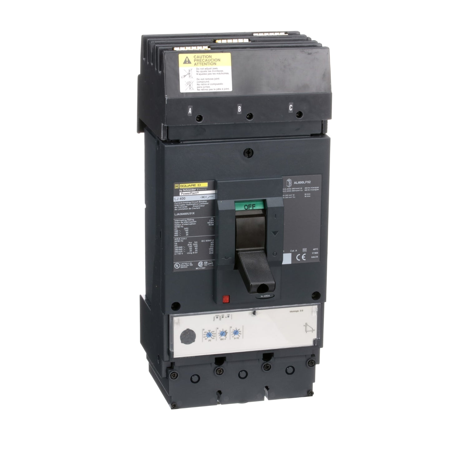LJA36400U31X - Schneider Electric - I-Line Plug-In 400 Amp 3 Pole 600 Volt Square D Molded Case Circuit Breaker