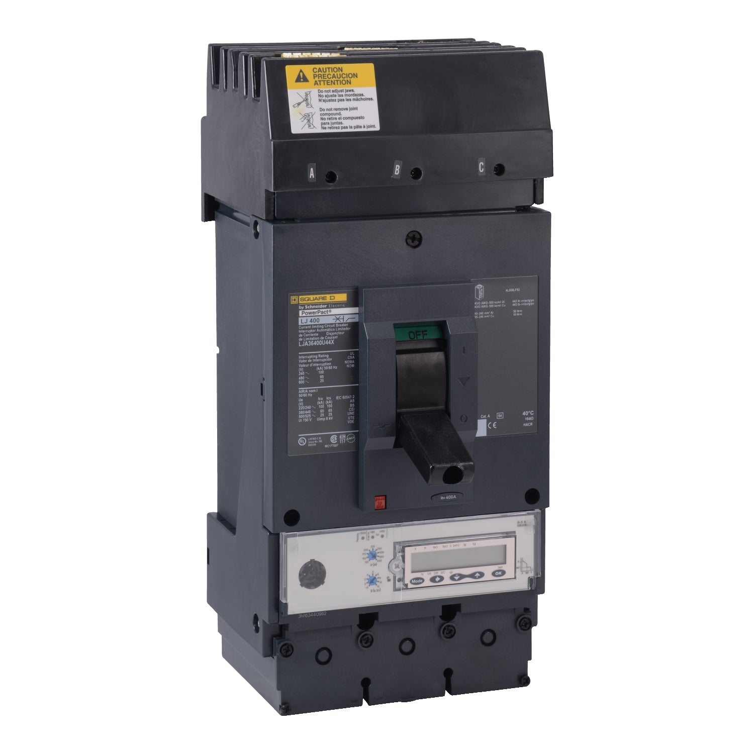 LJA36400U44X - Schneider Electric - I-Line Plug-In 400 Amp 3 Pole 600 Volt Square D Molded Case Circuit Breaker