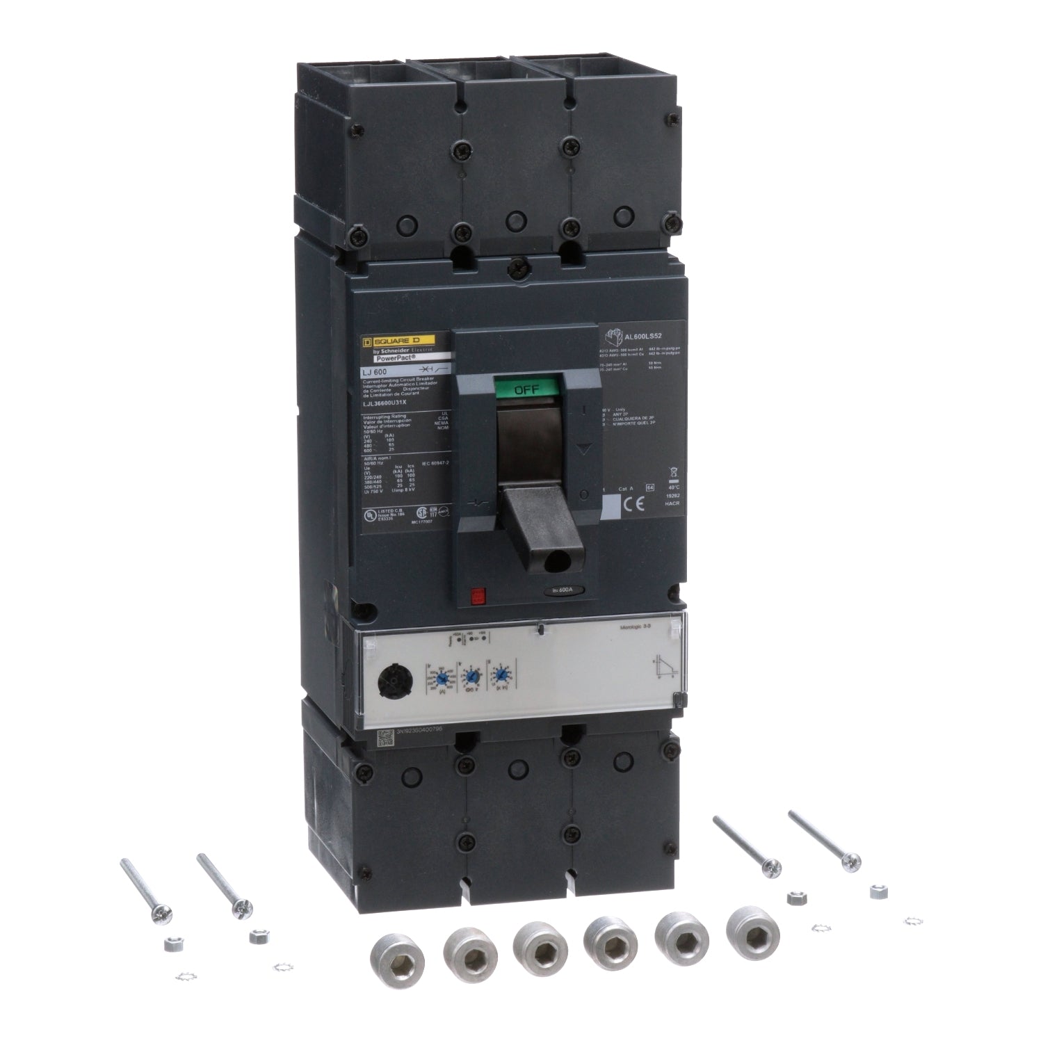 LJL36600U31X - Schneider Electric - Feed-Thru 600 Amp 3 Pole 600 Volt Square D Molded Case Circuit Breaker