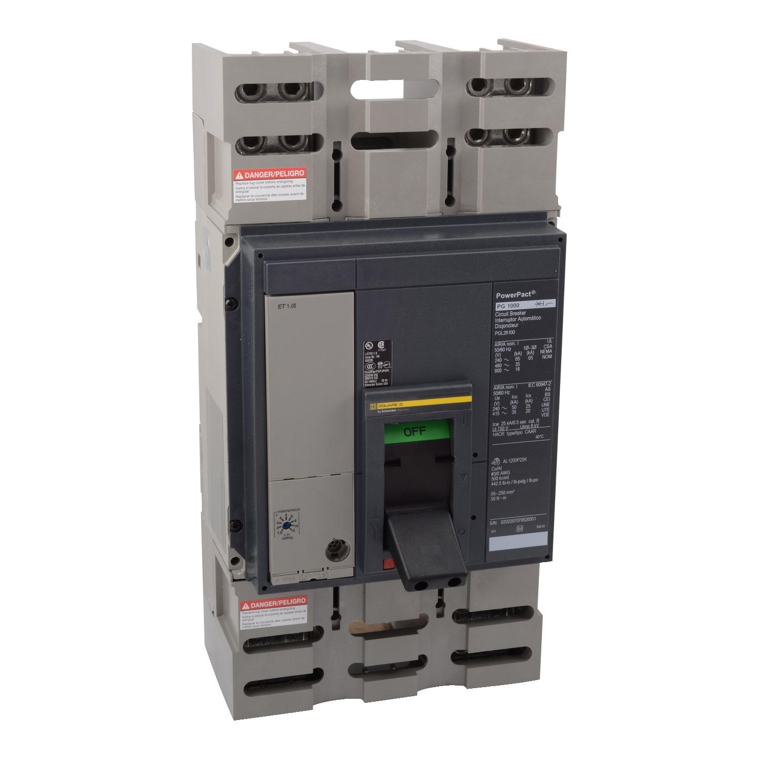 PJL36100U41A - Square D - Feed-Thru 1000 Amp 3 Pole 600 Volt Square D Molded Case Circuit Breaker
