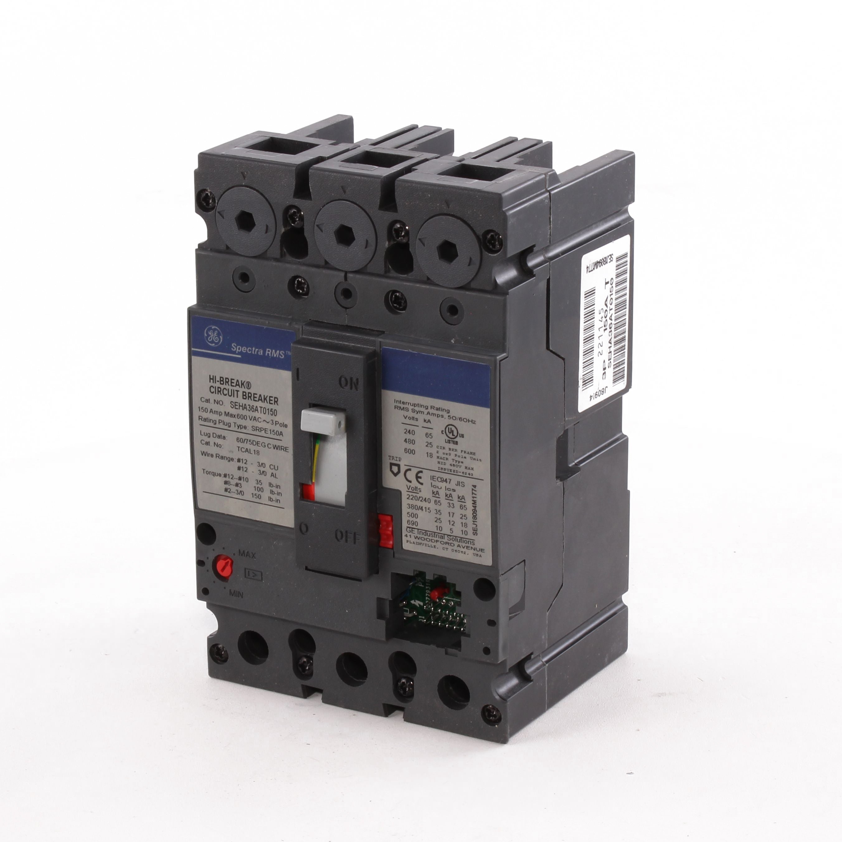 SEHA36AT0150 - General Electric - 150 Amp 3 Pole 600 V Circuit Breaker